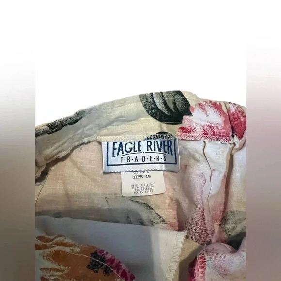 Vintage Eagle River Traders Linen Tropical Floral Wrap Skirt 10 Boho Fairycore - Picture 3 of 5